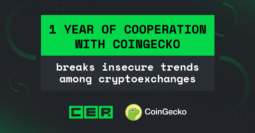 1 Year of Cooperation with Coingecko breaking insecure trends among crypto exchanges